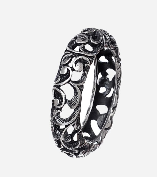 Fede in argento brunito intagliato - Mendes Gioielli srl