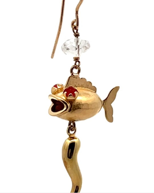 Orecchini a forma di pesce dorato - Mendes Gioielli srl