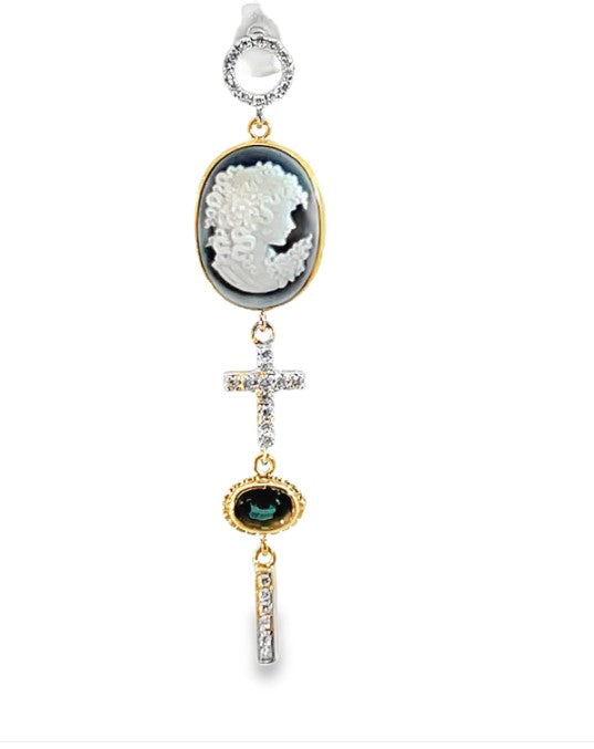 Orecchino con cammeo e pietre preziose - Mendes Gioielli srl