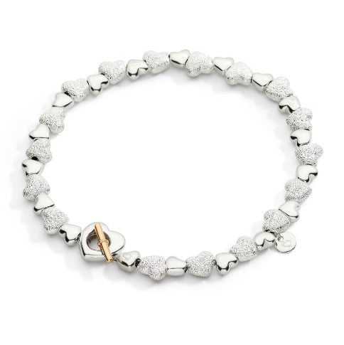 BRACCIALE CUORE CON COMPONENTI ARGENTO E ARGENTO EFFETTO DIAMANTATO - Mendes Gioielli srl