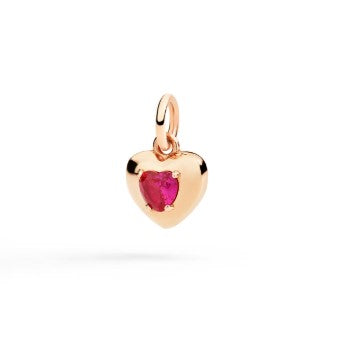 CIONDOLO CUORE ORO ROSA & RUBINO SINTETICO - Mendes Gioielli srl