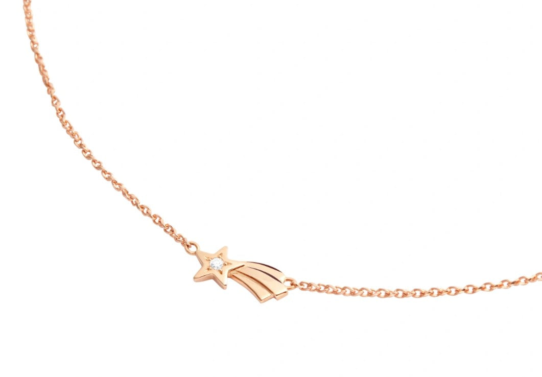 collana stella cometa oro rosa & diamante - Mendes Gioielli srl