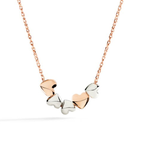 COLLANA DODO CUORE ORO ROSA & ARGENTO
